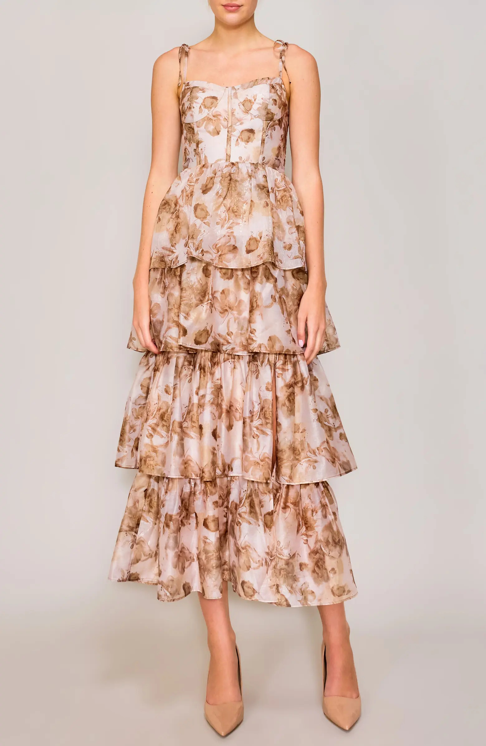 Floral Tiered Corset Cocktail Dress | Nordstrom