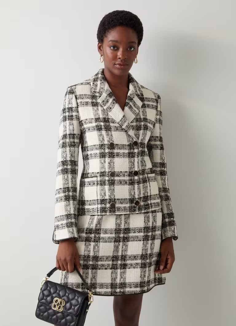 Clarisse Black And Birch Double Breasted Jacket | L.K. Bennett (UK)