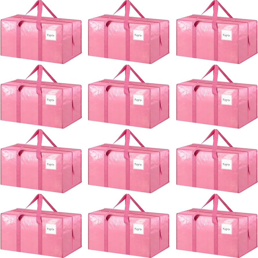 12 Pack Extra Heavy Duty Large Moving Bags with Strong Zipper & Comfortable Handles, Sturdy & Dur... | Amazon (US)