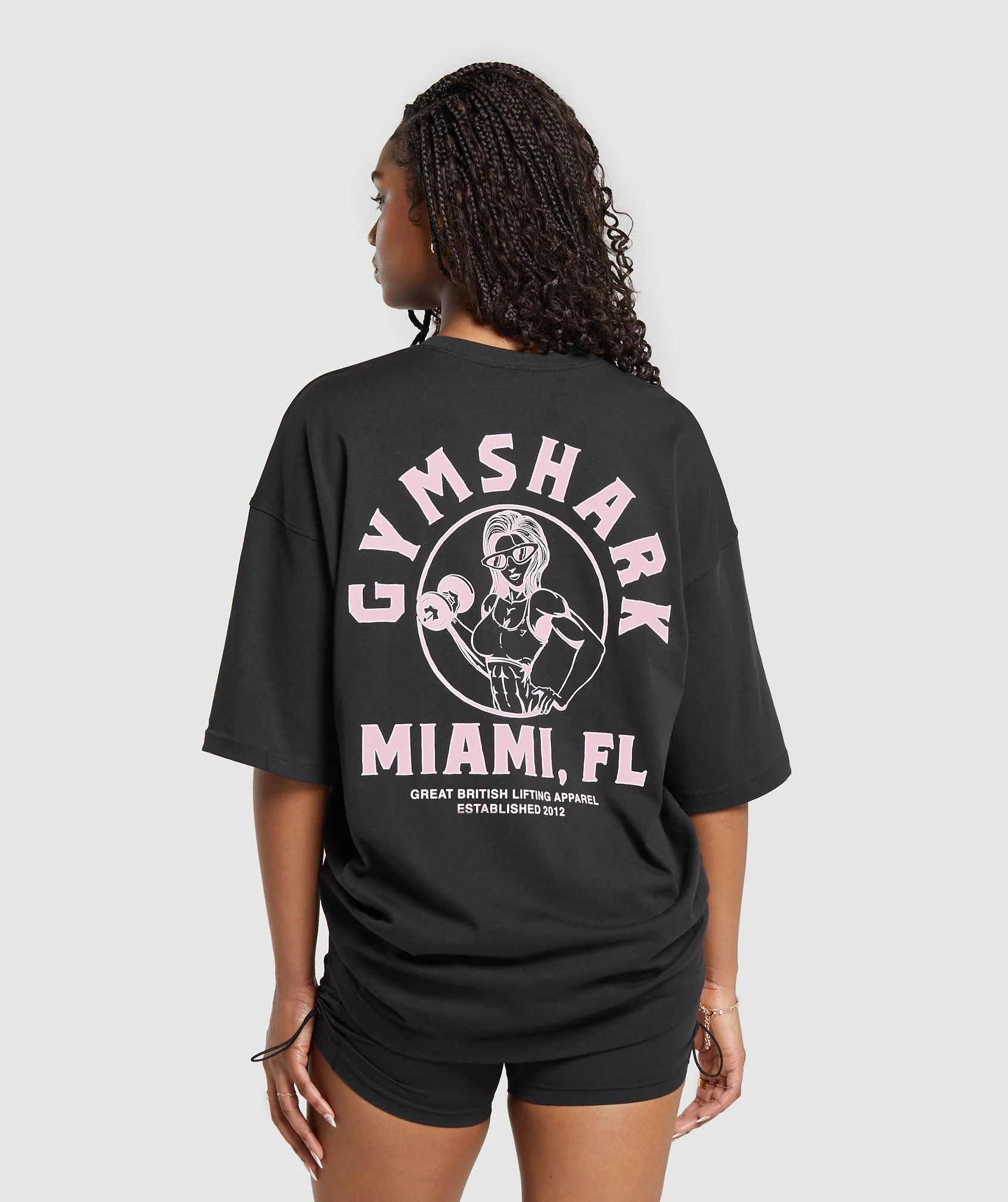 Gymshark Miami Graphic T-Shirt - Black/Dolly Pink | Gymshark US
