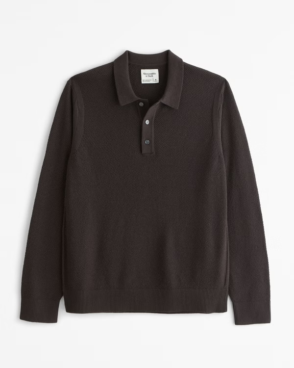Icon Long-Sleeve 3-Button Sweater Polo | Abercrombie & Fitch (UK)