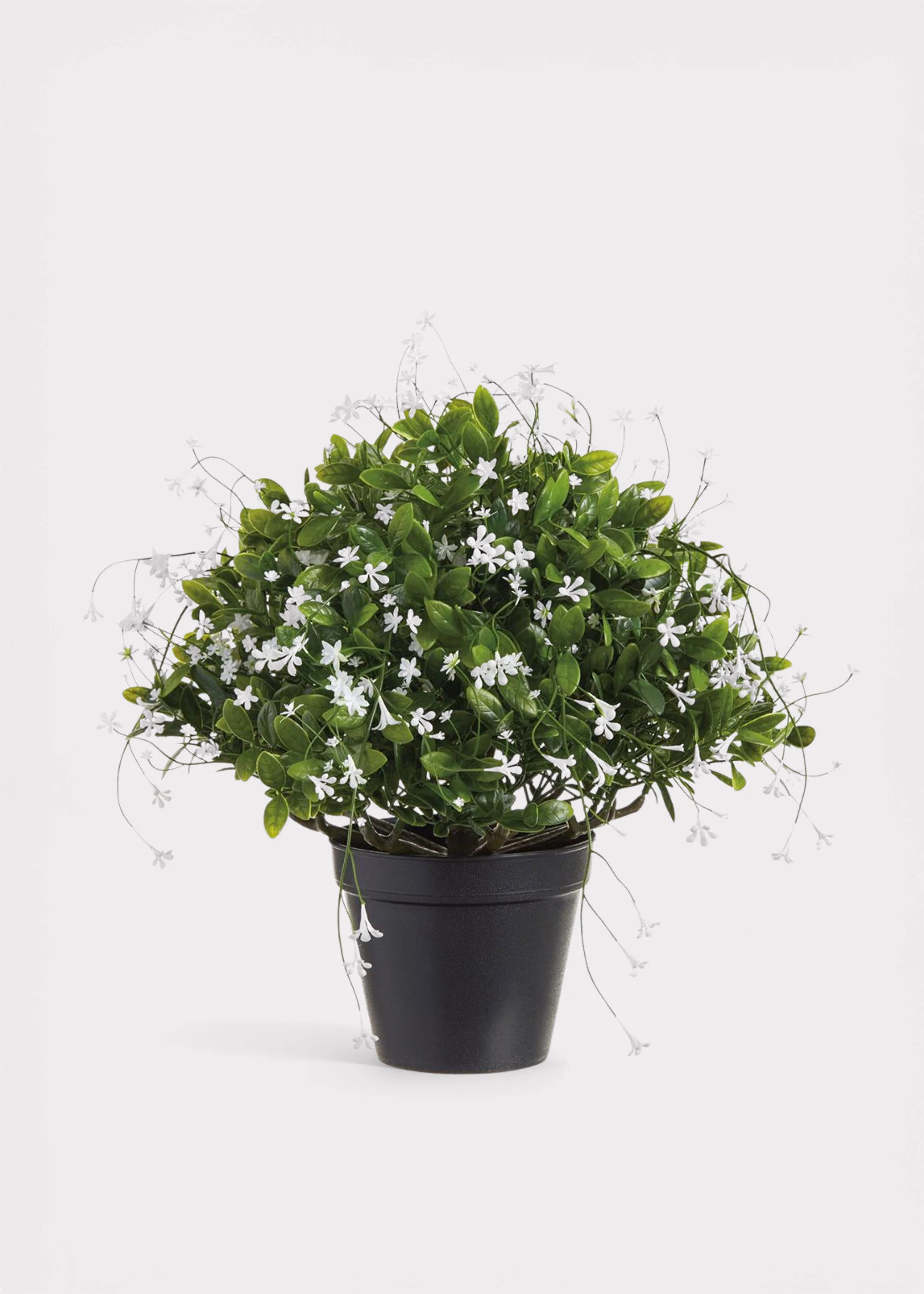 UV Treated Outdoor Fake Boxwood and Baby's Breath Potted Plant - 17" | Afloral