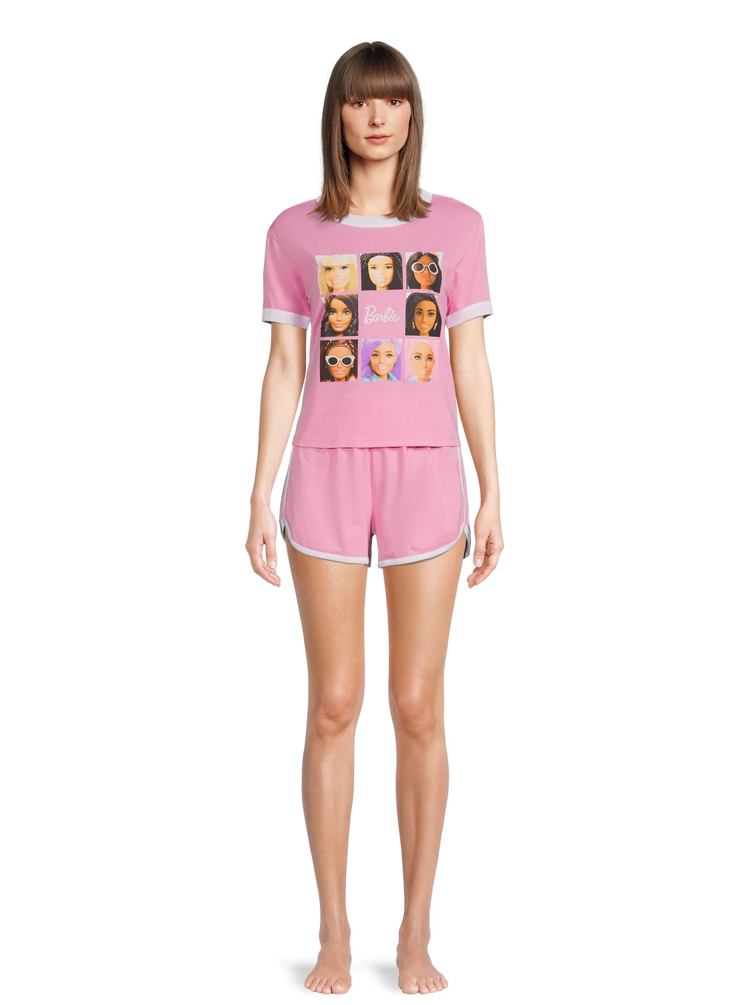 Barbie Women's Ringer Tee and Lounge Set, 2-Piece | Walmart (US)