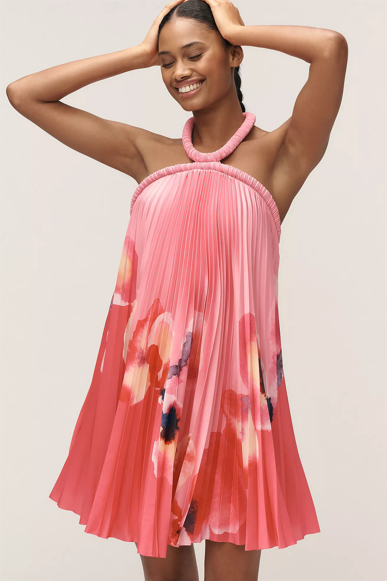 Acler Fixby Halter Pleated Mini Dress | Anthropologie (US)