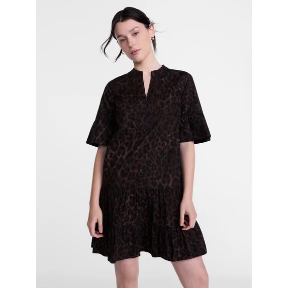 Scenario Women's and Women's Plus V Neck Mini Dress with Flutter Sleeves, Sizes XS-4X | Walmart (US)