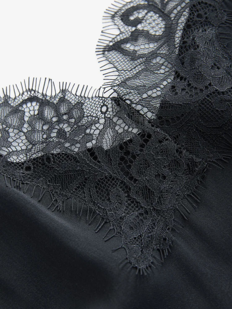 Black Lace Trim Strappy Cami Top | Next US