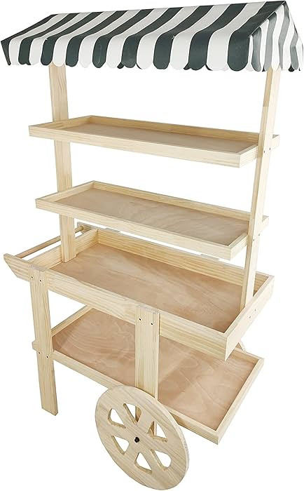 FixtureDisplays® Flower Cart Vending Cart Farmers Market County Fair Wagon Wood Stall Stand Roll... | Amazon (US)