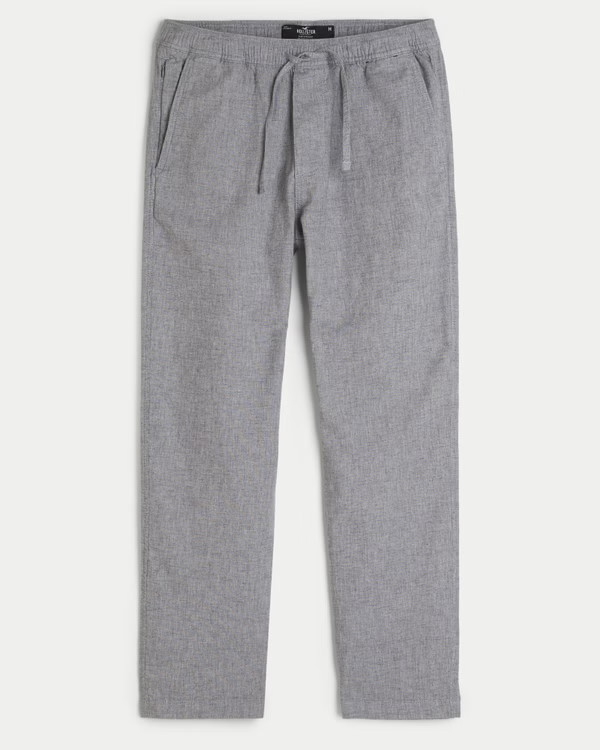 Men's Slim Straight Linen-Blend Pull-On Pants | Men's Bottoms | HollisterCo.com | Hollister (US)