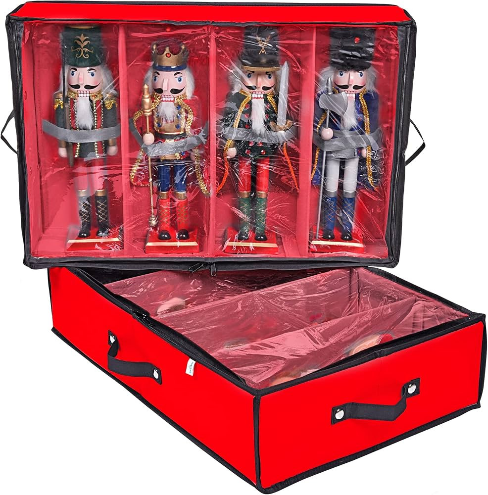 ProPik 2 Pack Christmas Figures Storage Box | Each Holds 4 Holiday Figurines up to 16” | Adjust... | Amazon (US)