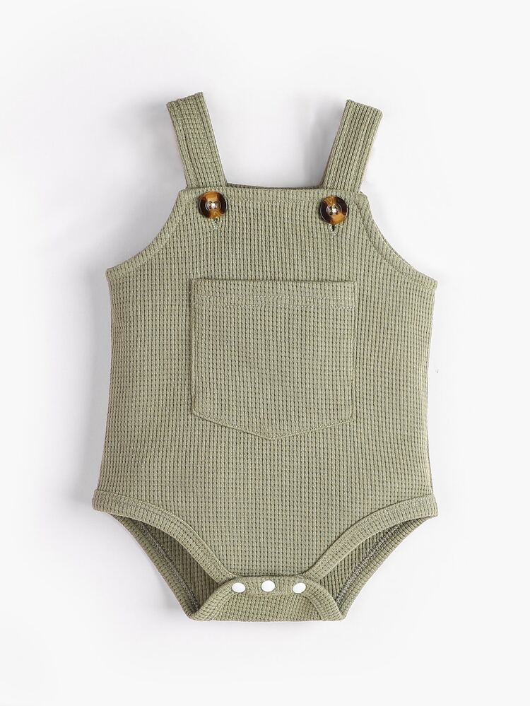 Newborn Baby Pocket Patched Overall Bodysuit | SHEIN
