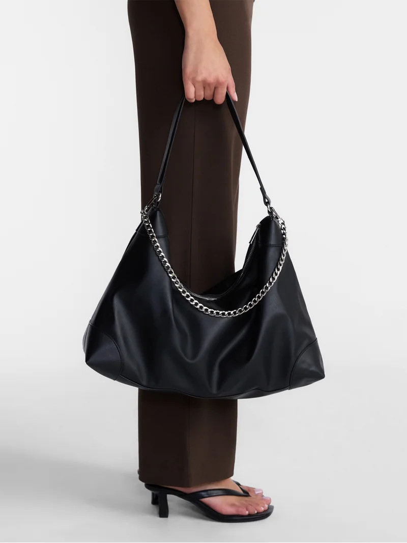 No Boundaries Women's Slouchy Hobo Bag, Black | Walmart (US)