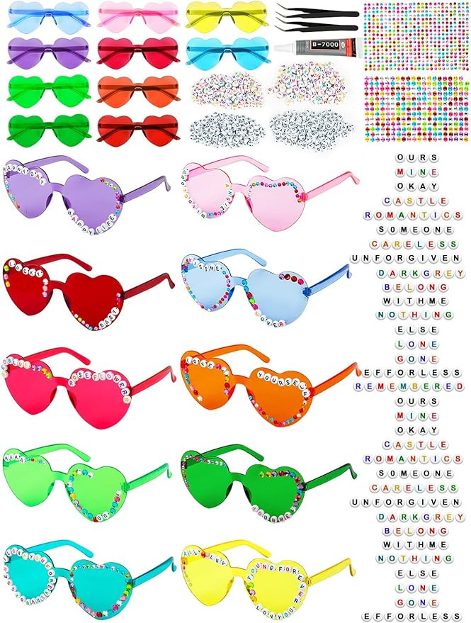 20 Pairs DIY Heart Shaped Sunglasses for Women Girl Colorful Rainbow Sunglasses Rimless Fun Trend... | Amazon (US)