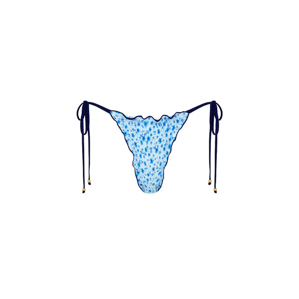 Lettuce Edge Thong Tie Bikini Bottom - Dream Flower | Kulani Kinis US
