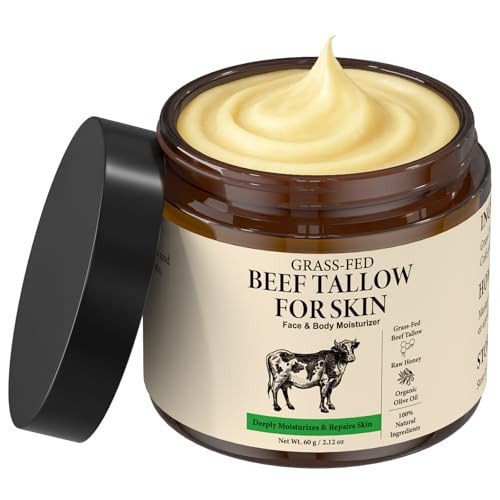 Beef Tallow for Skin, 100% Organic Grass-Fed Whipped Beef Tallow & Honey Balm, Deeply Moisturizing Face & Body Cream for All Skin Types, 2.12 OZ | Amazon (US)