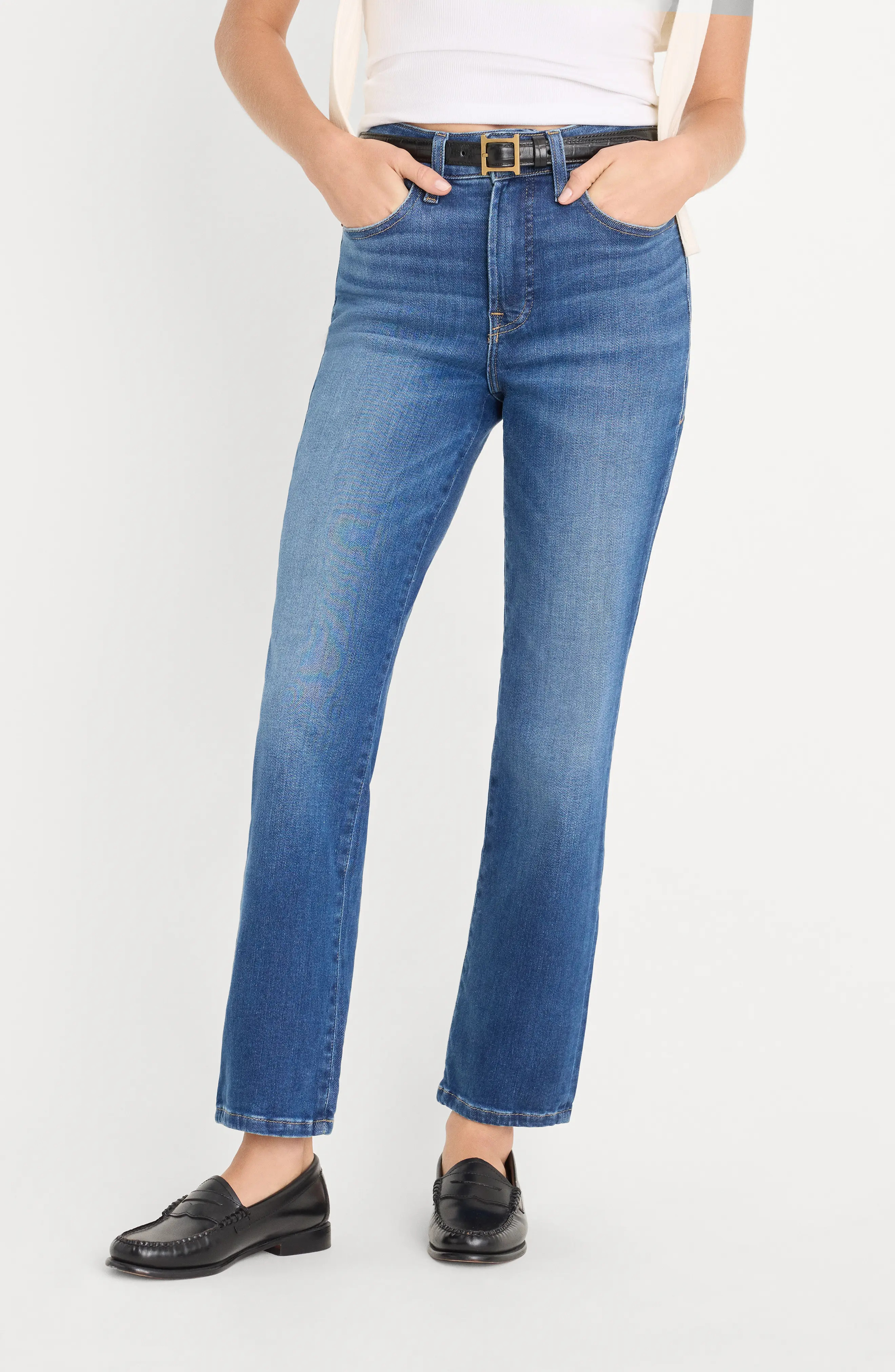 Good American Soft-Tech Good Legs Ankle Straight Leg Jeans (Women) | Nordstrom | Nordstrom