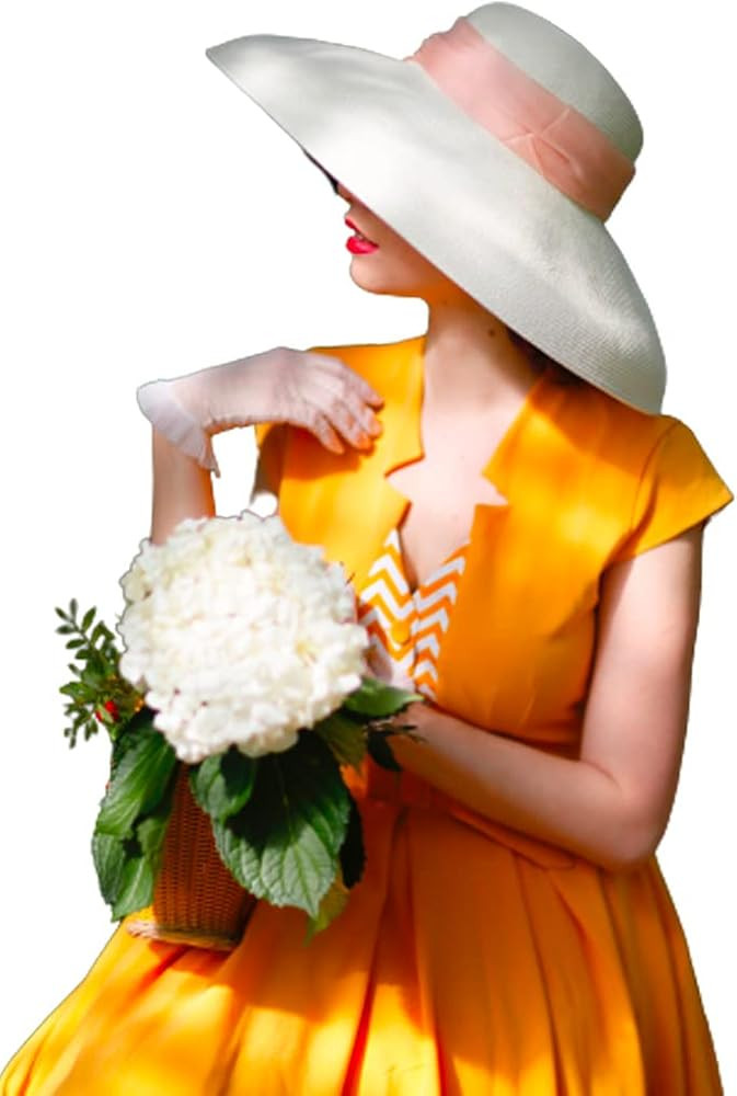 MIU Wide Brim Audrey Hepburn Hat - Adjustable and Made with 100% Natural Straw - A Perfect Holida... | Amazon (US)