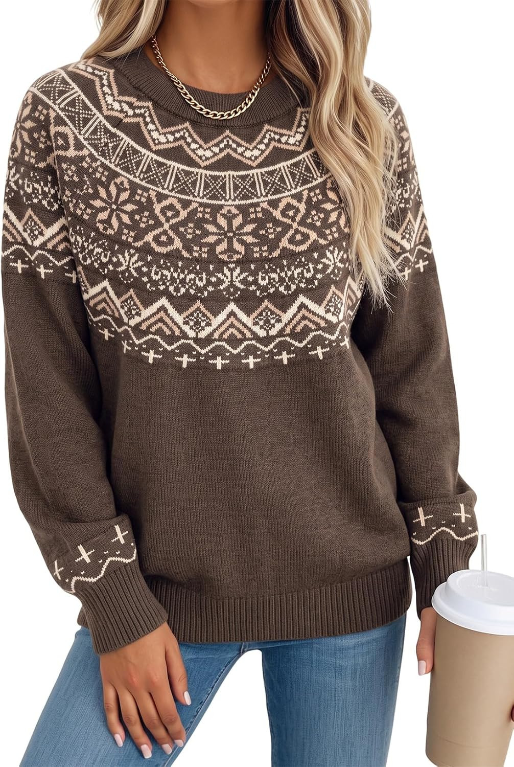 Dokotoo Womens Fall Graphic Sweaters 2026 Winter Pullover Knit Sweater Tops | Amazon (US)