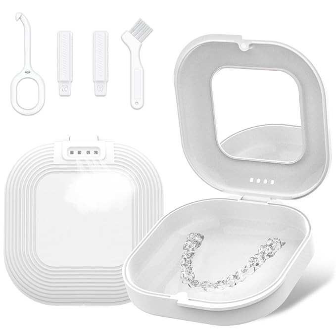 Retainer Case with Mirror and Vent Holes, Cute Retainer Holder Case Compatible with Invisalign, A... | Amazon (US)