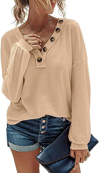 Women 7 Styles Knit Long Sleeve Loose Fit Pullover Shirt Sweater Top | Amazon (US)