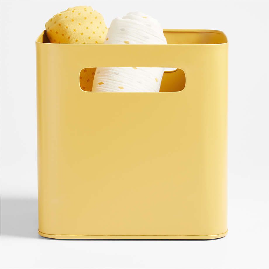 Outline White Metal Kids Storage Bin with Handles + Reviews | Crate & Kids | Crate & Barrel