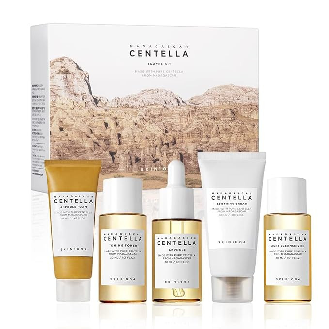 SKIN1004 Madagascar Centella Travel Kit, Toner, Ampoule, Soothing Cream, Cleansing Oil, Ampoule F... | Amazon (US)