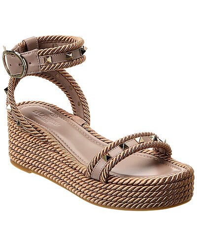 Rockstud 45 Rope & Leather Wedge Sandal | Rue La La