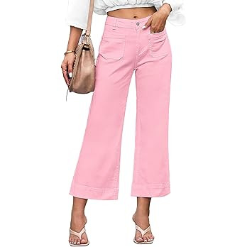 luvamia Wide Leg Jeans for Women Trendy High Waisted Flare Jeans Cropped Denim Pants Stretchy Bag... | Amazon (US)