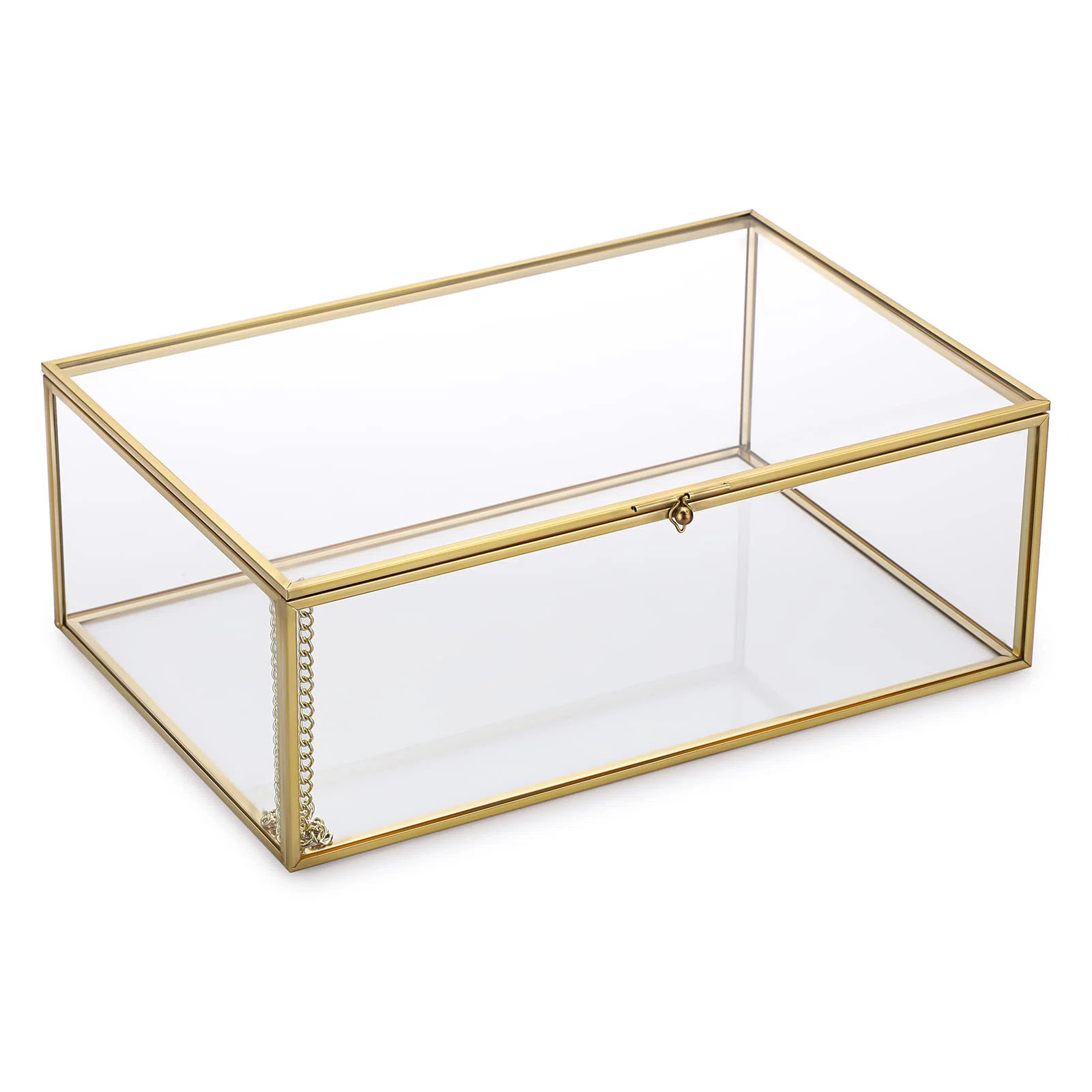 Mercer41 Vintage Gold Glass Decorative Box, Dustproof Jewelry Storage, 11" X 7.3" X 3.9" | Wayfai... | Wayfair North America