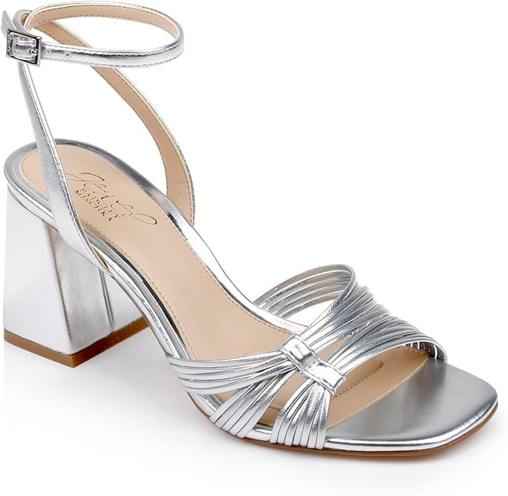 Jewel Badgley Mischka Michelle Metallic Strappy Block Heels | Amazon (US)