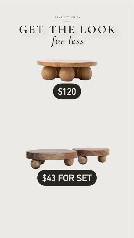 Designer dupe on these McGee and co look a likes! Get 2 for 1/3 the price! 

Pedestal, riser, kitchen decor, studio McGee, Wayfair, Wayday, double take, daily dupe, home decor, wood riser, ball feet, spring, summer 

#LTKFindsUnder50 #LTKHome #LTKSeasonal