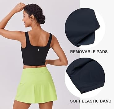 PINSPARK Sports Bra for Women Square Neck Longline Tank Top with Built in Bra | Amazon (US)