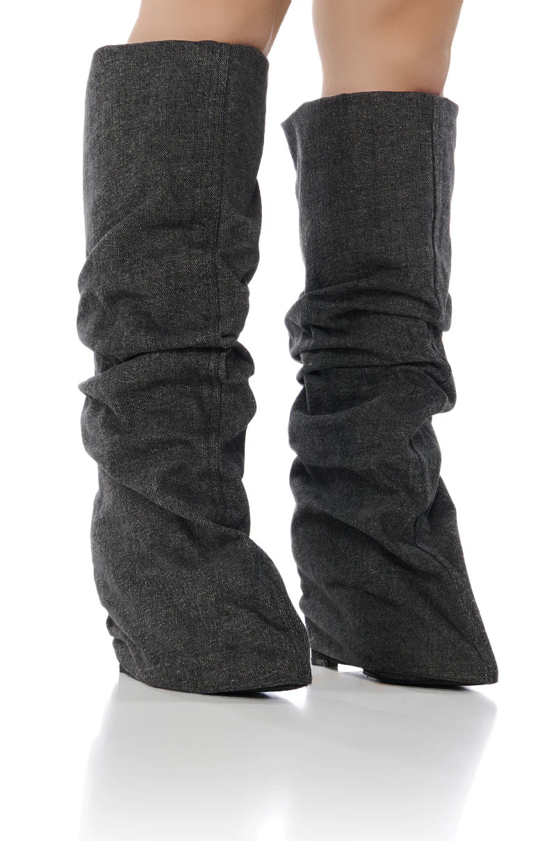AZALEA WANG KYLAN DARK DENIM WEDGE BOOT | AKIRA