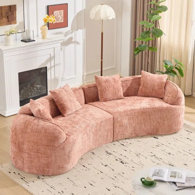 Pink Curved Compressed Sofa | Wayfair North America