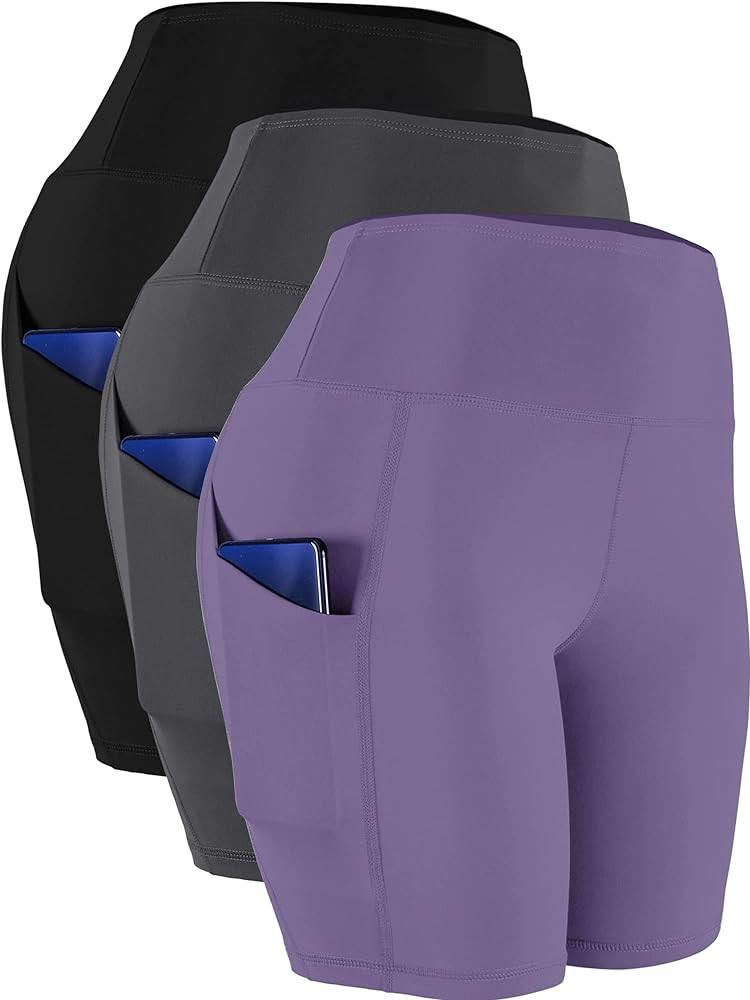 CADMUS Women's High Waist Spandex Yoga Shorts for Bike Running Two Side Pockets | Amazon (US)