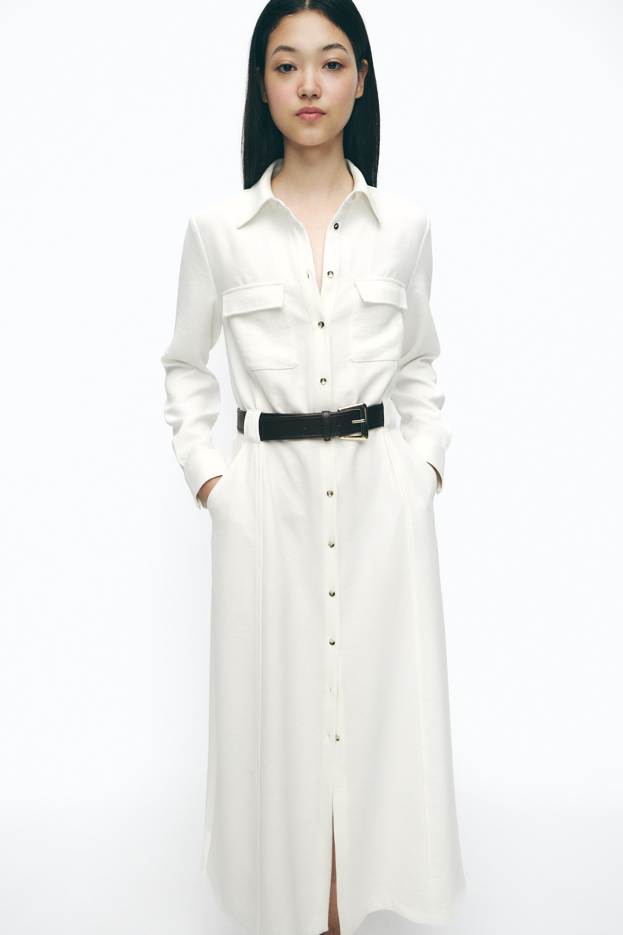 BELTED CREPE MIDI DRESS | Zara US