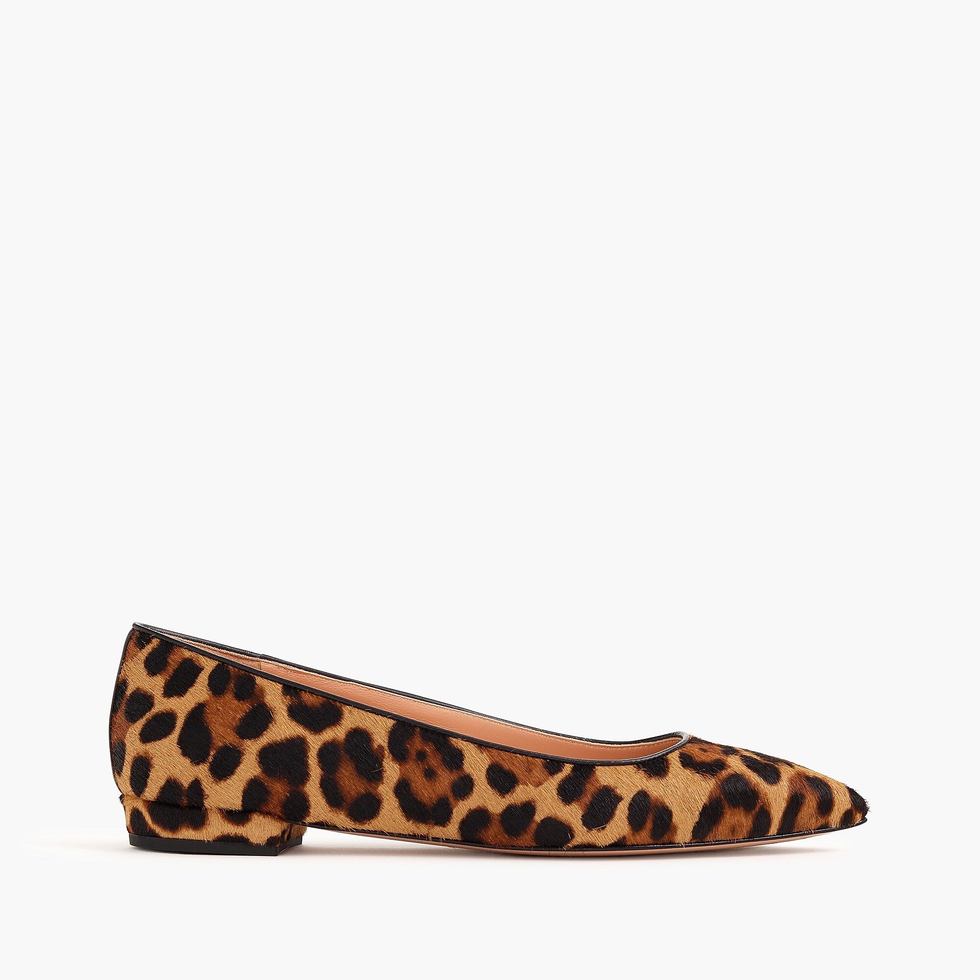 Pointed-toe flats in leopard calf hair | J.Crew US