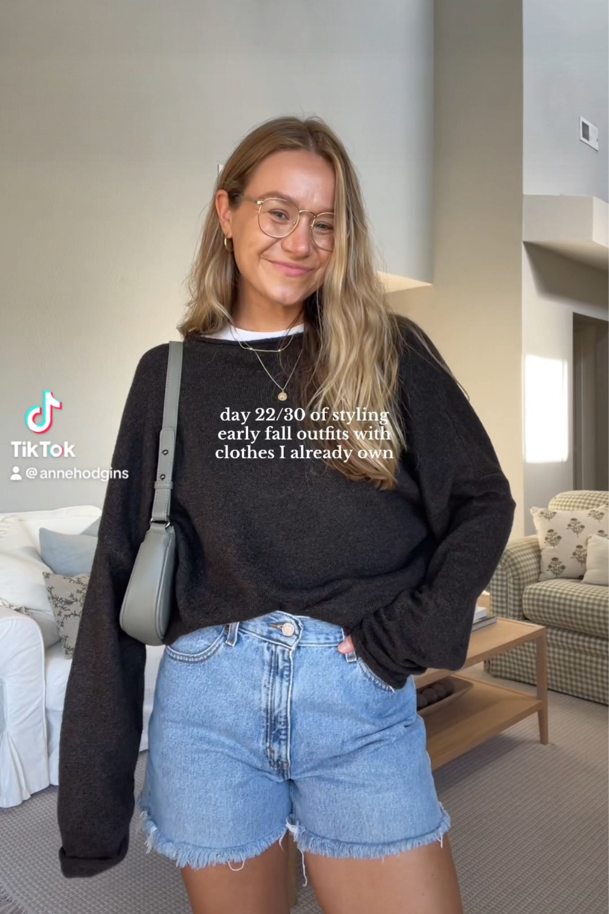 Sweater is Called to Surf, wearing medium (if sold out, check Solai the Label or Roolee). Shorts are Vintage Levi’s. Bag is Ela Handbags. Glasses are Eyebuydirect. Shoes are Franco Sarto