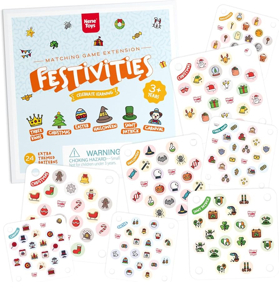 Nene Toys Festivities Memory Game Extension Set - 24 Additional Matching Cards for Christmas, Thr... | Amazon (US)