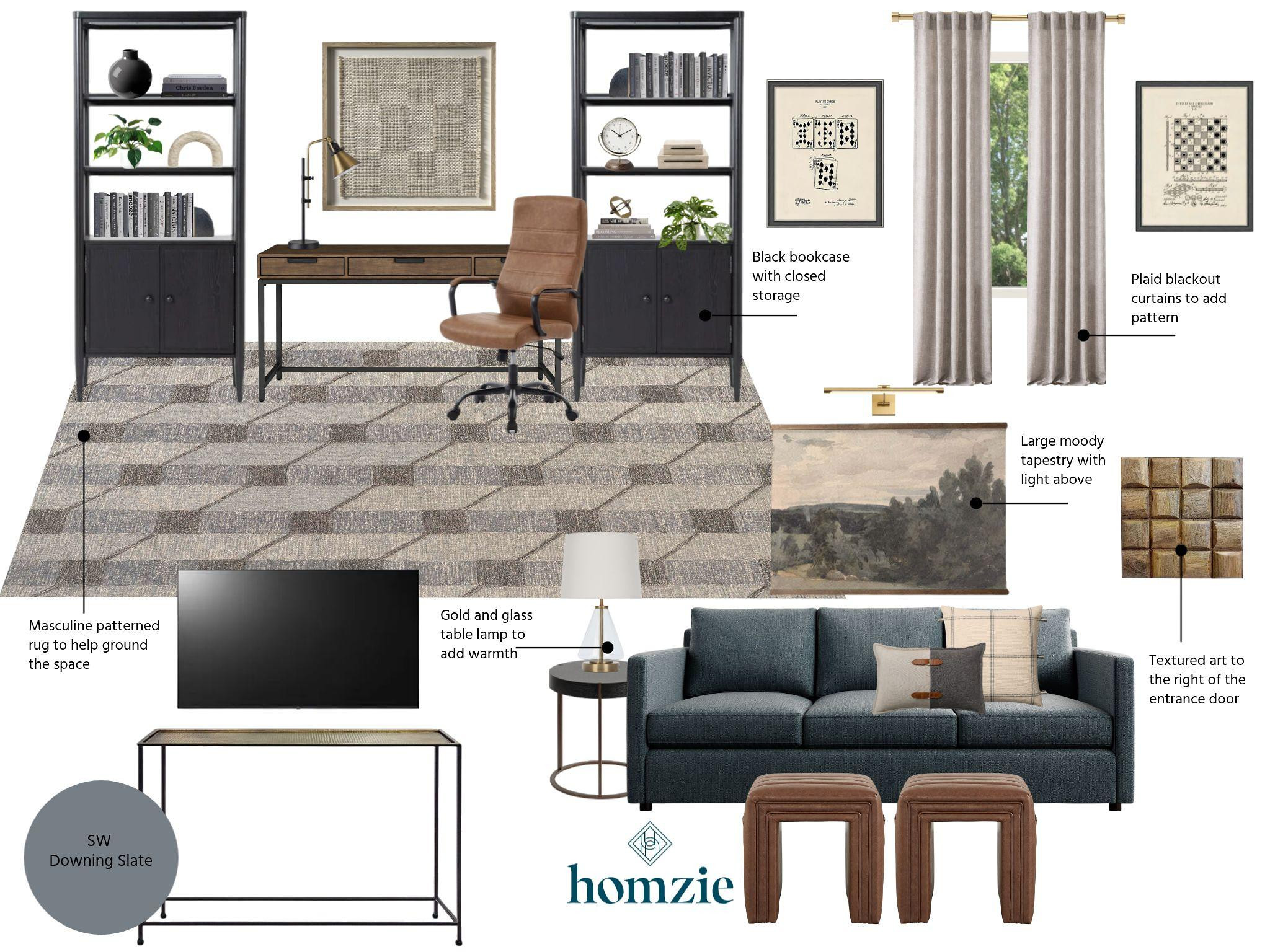 A moody office moment. ✨ Deep tones, rich textures, and masculine details come together to create a workspace that's equal parts sophisticated and inspiring. 

 #HomeOffice #ModernOffice #OfficeDesign #LTKHome