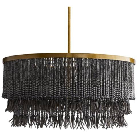 Arteriors- Baja Chandelier- 30" Dark Gray Wash Coco Beads, Antique Bra | Lamps Plus