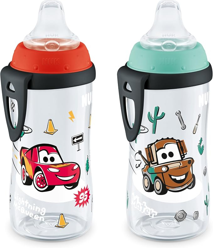 NUK Active Sippy Cup, 10 oz, 2 Pack, Disney's Cars, Lightning McQueen, BPA-Free, Spill-Proof, Tra... | Amazon (US)