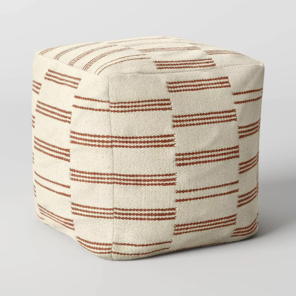 Palmette Wool Kilim Style Pouf with Removable Fill Cream with Rust Stripe - Threshold™ | Target