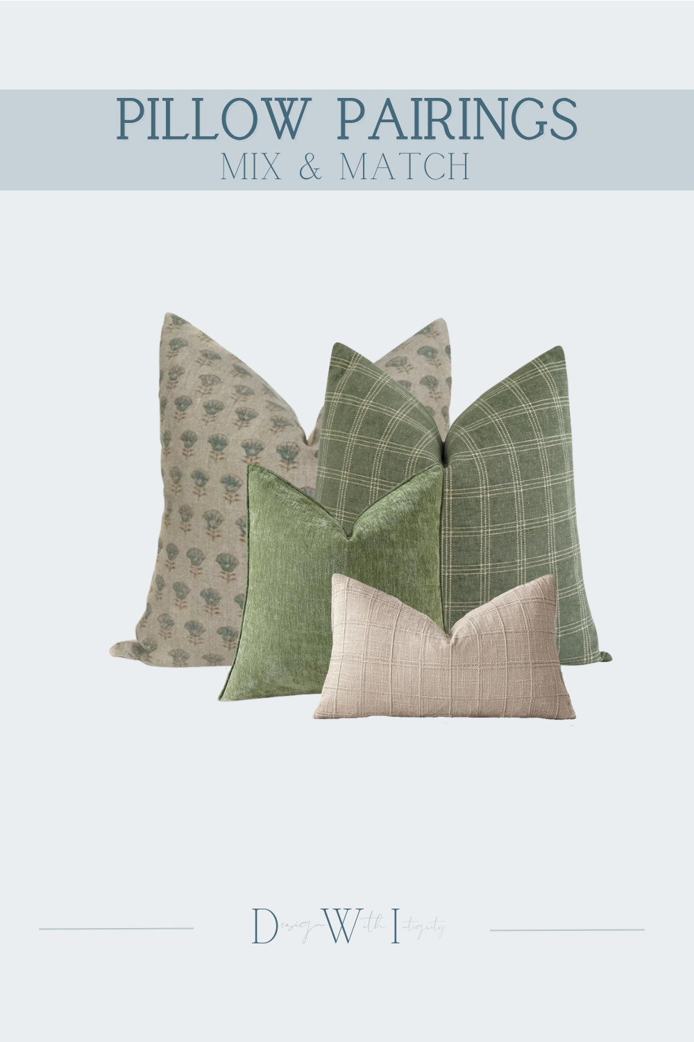 This mix and match pillow pairing blends earthy greens with warm neutrals for a look that feels grounded and tailored. The botanical print introduces organic movement, while the classic plaid brings structure and timeless appeal. A rich velvet solid adds depth through texture, and the woven lumbar in soft taupe anchors the palette with quiet contrast.

The harmony comes from tonal consistency and varied pattern scale. Larger prints create presence, smaller grids add rhythm, and tactile fabrics ensure dimension. The result is layered, refined, and effortlessly cohesive.

Shop the curated pairing to bring this balanced green and neutral combination into your space.

#PillowPairings #GreenAndNeutral #LayeredInteriors #ClassicHomeStyle #InteriorStyling 

 #LTKHome