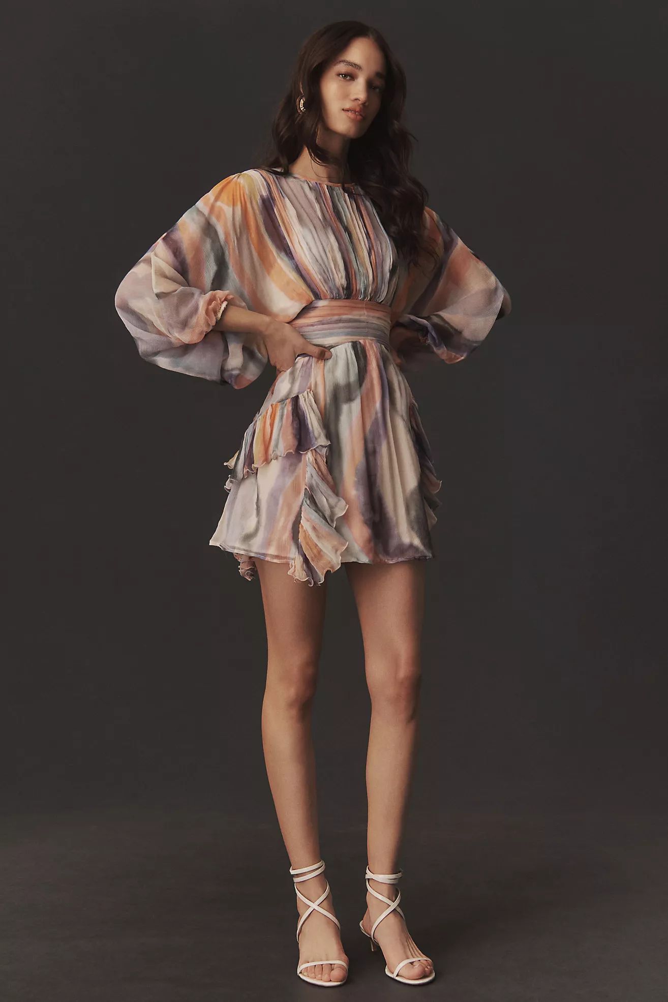 BHLDN Dawn High-Neck Long-Sleeve Mini Dress | Anthropologie (US)