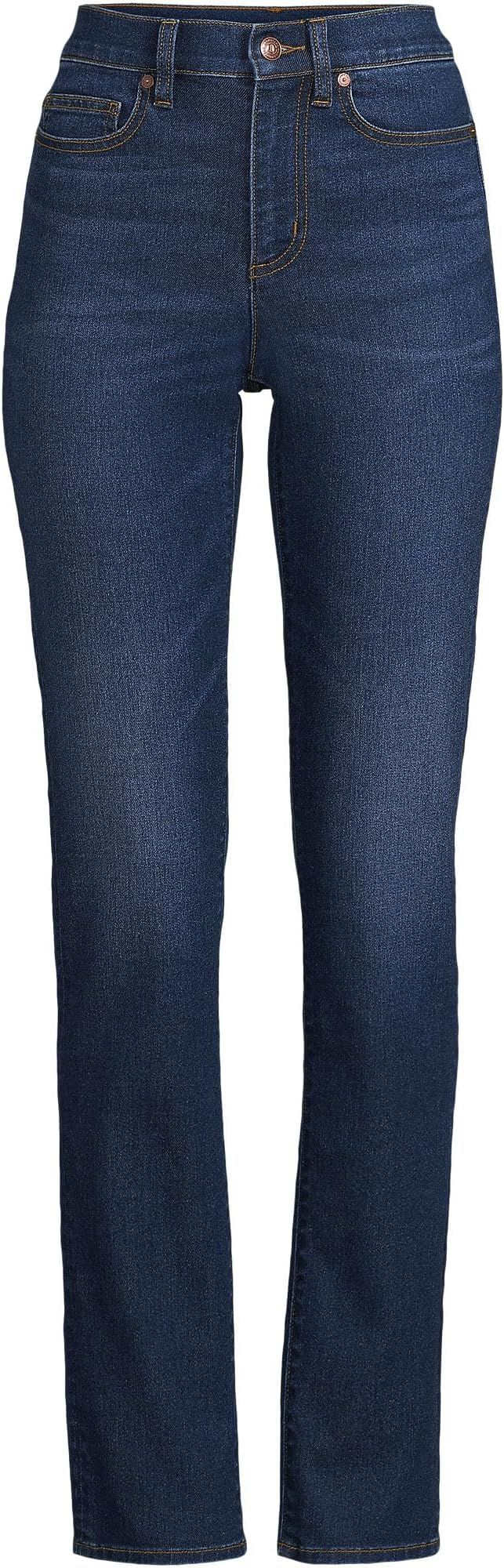 Lands' End Women's Recover High Rise Straight Leg Blue Jeans | Amazon (US)