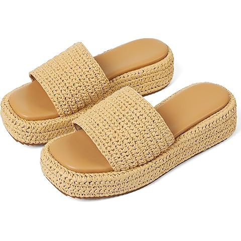 Platform Sandals for Women Espadrille Sandals Wedge Sandals for Women Cute Beach Straw Raffia San... | Amazon (US)