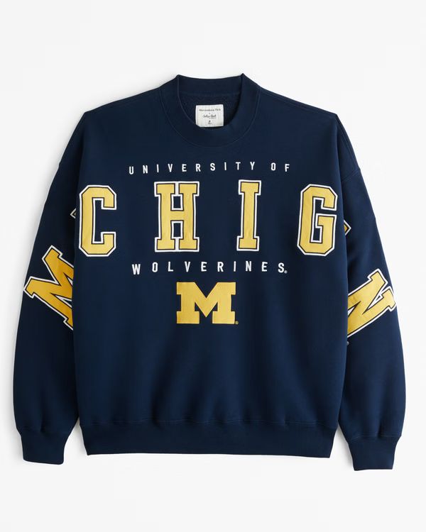 Men's University of Michigan Graphic Crew Sweatshirt | Men's Tops | Abercrombie.com | Abercrombie & Fitch (US)