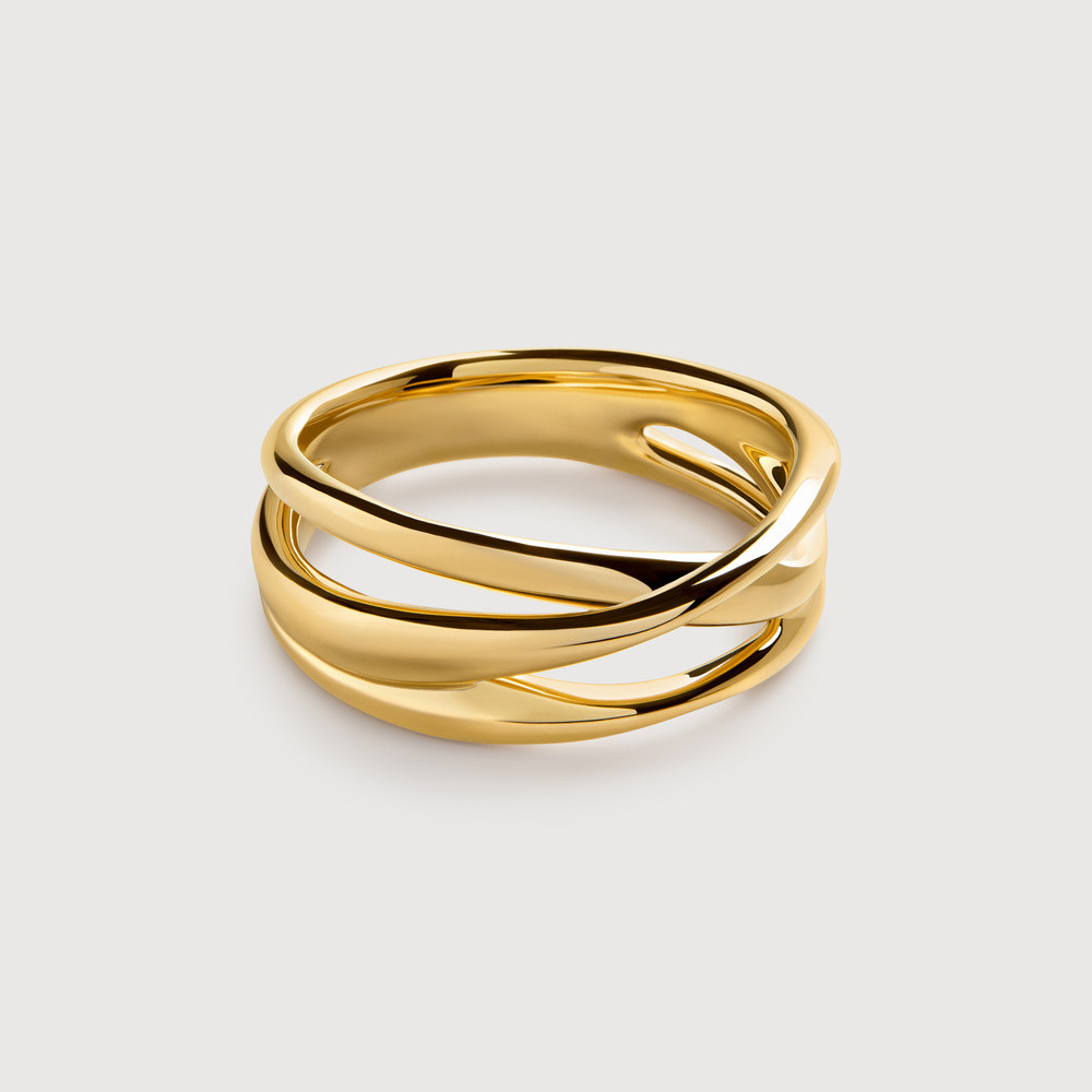 Gold Nura Crossover Ring | Monica Vinader (Global)