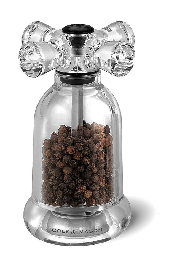 COLE & MASON Tap Pepper Grinder - Acrylic Mill Includes Precision Mechanism and Premium Peppercorns | Amazon (US)