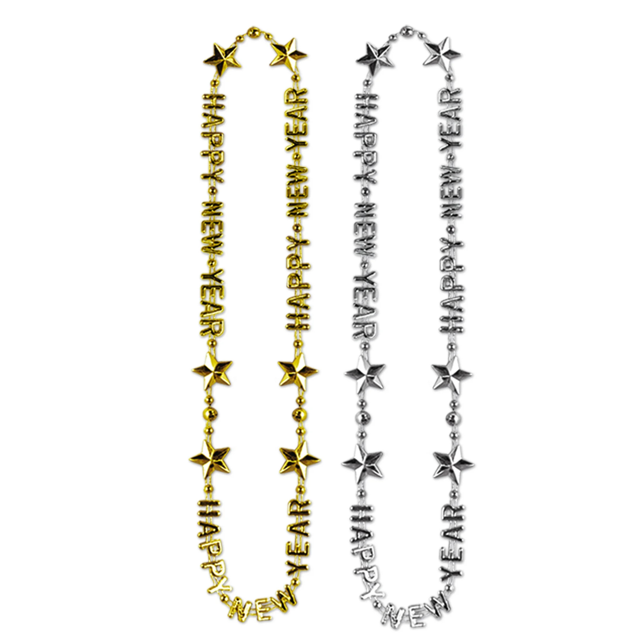 Beistle New Year's Eve Gold and Silver Plastic Beads Party Favors, 2/Pkg | Walmart (US)
